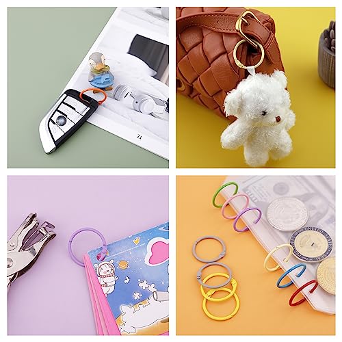 Image of Antner 50PCS Metallic Loose Leaf Binder Rings 1 1 /5 Inch Colorful Book Rings, Metal Steel Paper Rings Keychain Key Rings Index Cards Notebook Rings for School Office, 10 Colors (Pack of 2)