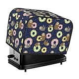 Funda para tostadora de 2 rebanadas con bolsillos, elegante cubierta de tostadora de perezoso con donas para cocina, accesorios de tostadora de 2 rebanadas para mujer
