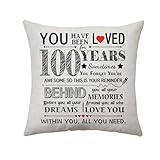 Celebrate 100th Birthday with Decorative Throw Pillow for Women, Men, Parents, Grandparents Turning 100 - 45 x 45 cm