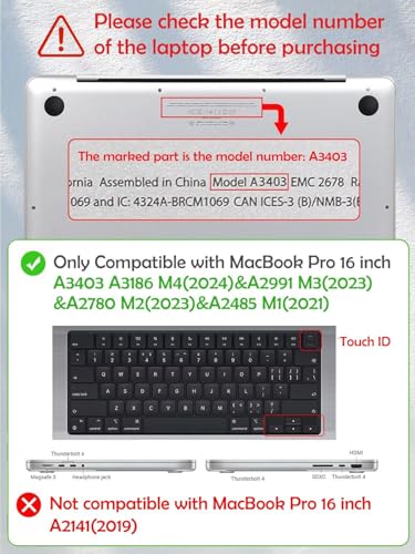Image of Fancity Compatible with MacBook Pro 16 inch Case 2023 2022 2021 Release M2 A2780 A2485 M1 Pro /Max Chip with Touch ID, Hard Plastic Shell Smooth Protective Case for Pro 16.2 inch 2021-2023, Marble Green