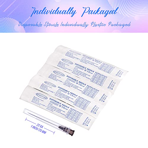 Image of 22 Gauge 1 Inch Needles Luer Lock Disposable Lab Supplies, Pack of 100