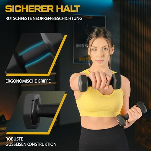 Neopren Hanteln Set | Kurzhanteln 2er Set 4kg-20kg | Hanteln Frauen & Männer Set – Bild 4
