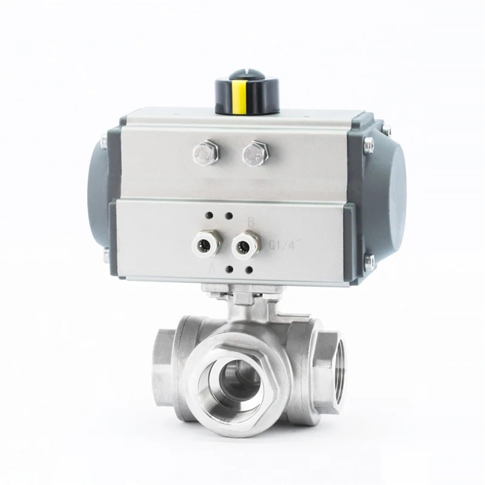 Vanne à bille pneumatique en acier inoxydable à plateforme haute ISO 1-1/4"