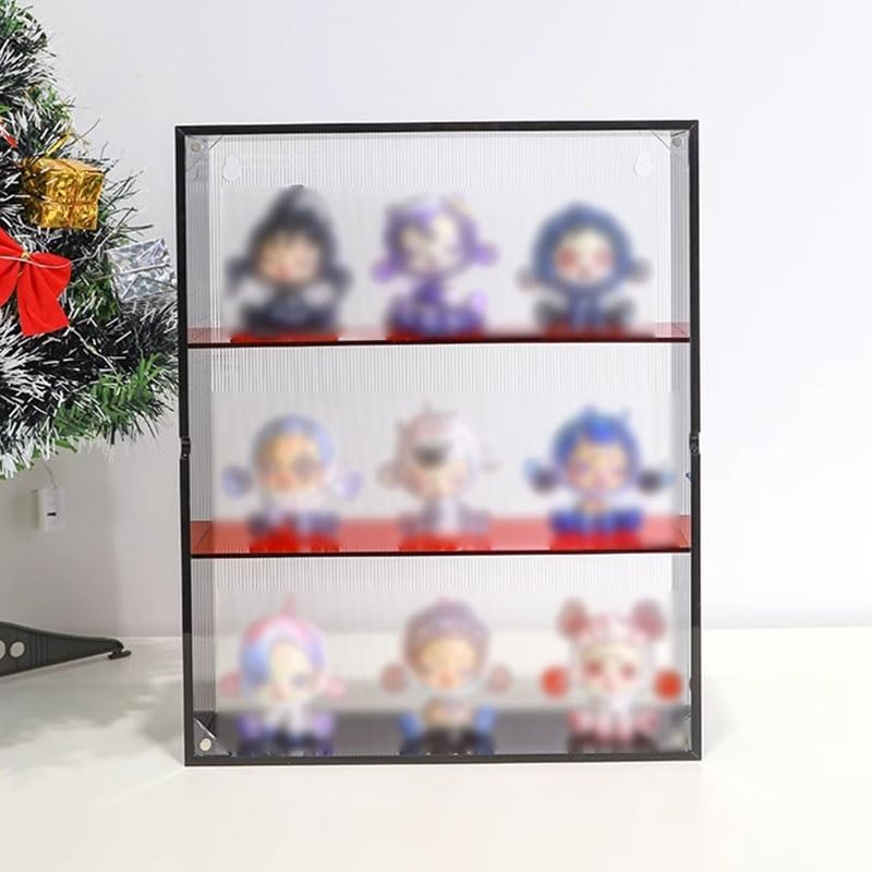 GOCHUSX Display Case for Figures, Wall-Mounted Storage Display Case, Acrylic Display Stand with Magnetic Door for Collectibles Action Figures(Blue)