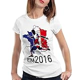 style3 EM 2016 Tschechien Fan Damen T-Shirt Frankreich alle Spielorte Czechia, Farbe:Weiß;Größe:L