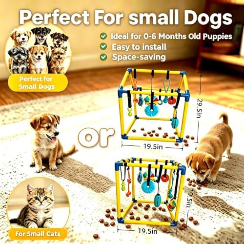 Toys for Puppies - 9 Interactive Teething Dog Toys, Cube/House Frame — 사진 3