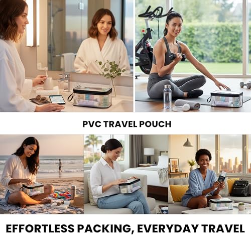 Image of Storite Set of 4 Transparent Cosmetic & Toiletry Travel Organizer Set | Clear PVC Design For Quick Visibility And Easy Access To Cosmetics Toiletries Shaving Kits Makeup And Accessories