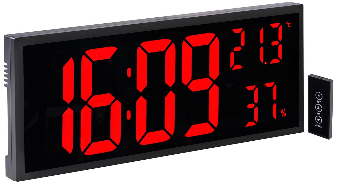 Lunartec Digital Wecker: 2er-Set LED-Wand- & Tischuhren, Jumbo-Uhrzeit, FB, Hygro-/Thermometer (Hygrometer Digital, LED Uhr)