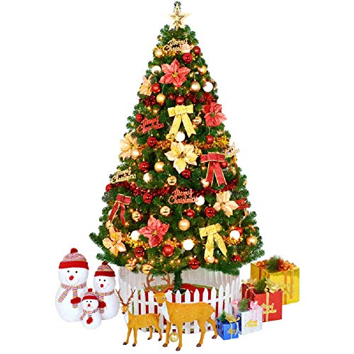 Topyl 9.8Ft Artificial Optical Fiber Christmas Tree Skirt, Premium Lit Hinged Pine Needle Xmas Tree W/Led Lights & Ornaments For Festival Decoration-Colorful 9.8Ft(300Cm) #TOP5