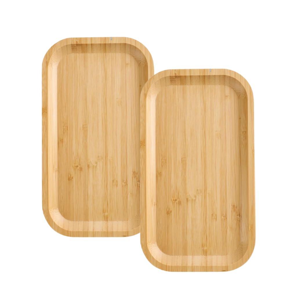 2 Bambus Tabletts Organizer 17,5cm - Naturholz Aufbewahrung Für Schmuck & Kleinkram