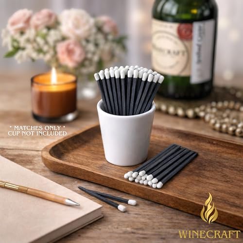 Image of 150 Count | 4 inch Black & White Matches | Strikers Included | Color Tip Wooden Match | Refill for Matchstick Jars, Cloche Display, Holders & Bottles | 4 in inches Long