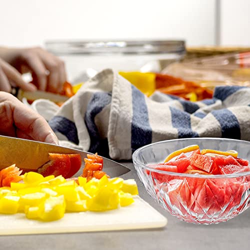 Serving Bowls, 6 Pcs Medium Diamond Salads Bowls, Serving Dishes, Cooking Round Clear Glass Bowl for Snack, Spices, Dipping, Jam, Creams, Salads, Dessert, Rice - Image 4