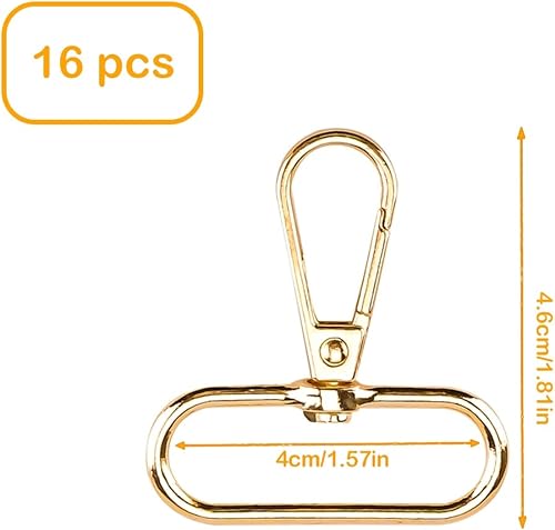 Miniatura 2 de Paquete de 15 cierres giratorios de metal para gatillo de 1.5 pulgadas, ganchos giratorios ovalados, cierres de langosta para llavero, gancho para