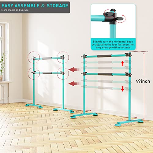 Uboway Ballet Barre for Home 4ft Adjustable Height Portable Ballet Barre with Suction Cups at Bases for Stability Freestanding Barre Bar for Home Workout Ballet Barre for Kids Ballet Beginner - Thumbnail 4