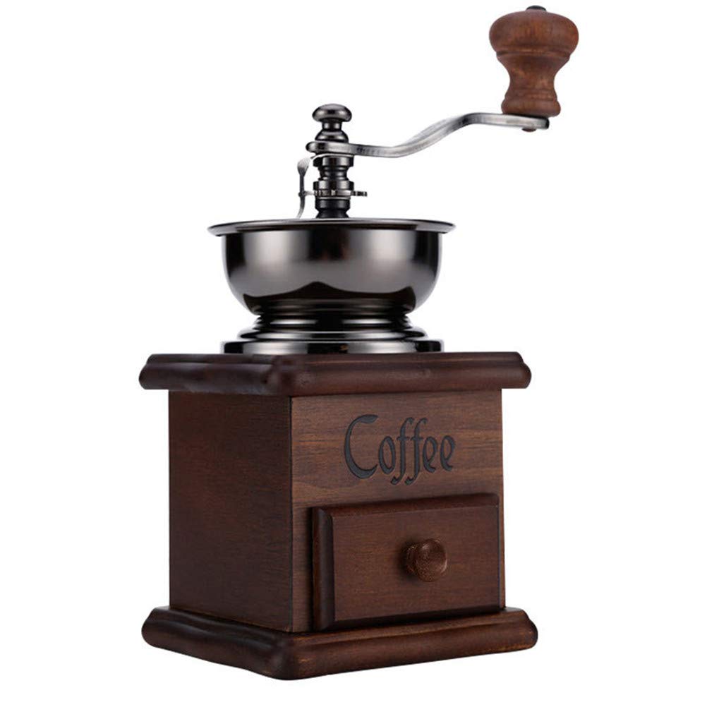 Macinino manuale per chicchi di caffè retrò classico portatile a manovella caffettiera in legno per spezie mini macina con spazzola pulita regalo amante del caffè utensile da cucina