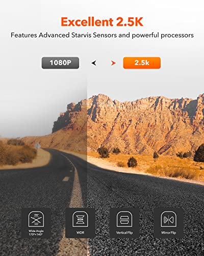 Image of WOLFBOX 2.5K Mirror Dash Cam with WiFi, 10 inch Rear View Mirror Camera, Mirror Dash Cam Front and Rear 1440P Front and Rear Mirror with 1080P Backup Camera, WiFi Dash Cam with Free Card & GPS