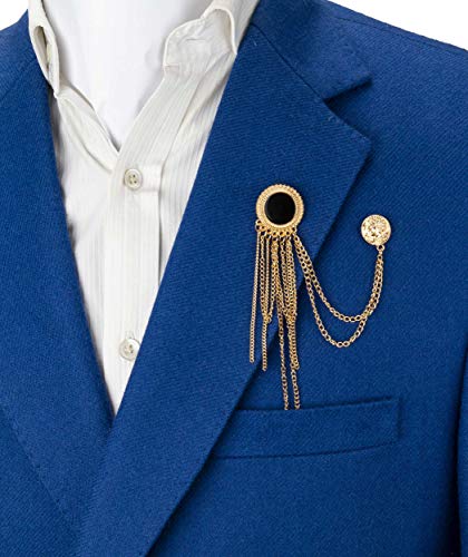 Knighthood Round Block Enamel With Gold Chain And Honorary Coin Detailing Brooch #TOP1