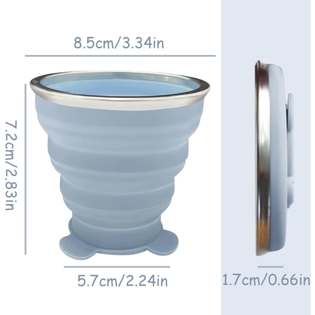 2 Pcs Bicchiere Pieghevole da Viaggio, 180ml, Bicchiere Portatile, Bicchieri Richiudibili da Viaggio,Bicchiere Pieghevole in Silicone Alimentare, Adatto per picnic, campeggio, escursionismo all'aperto
