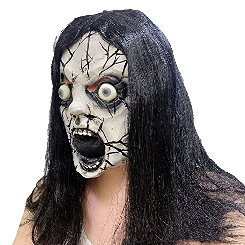 Halloween Scary Face Mask Horror Devil Grimaces Bat Clown Cosplay Mask Zombie Masks Latex Wizard Masks with Wig Halloween Carnival Haunted House Parties Supply for Adults - Image 2