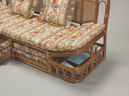 ラタンソファー 2人掛けソファ ラタン 座面高40cm クッション付 Breeze （ 開梱