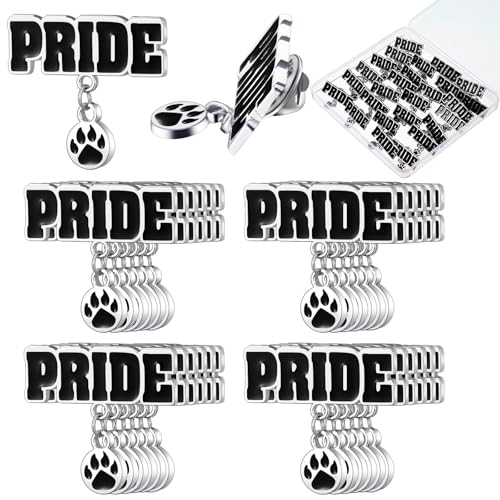 30 Pcs Paw Print School Spirit Pins Items Bulk Homecoming Paw Pride Sport Lapel Brooch Bulldog Tiger Mascot Pin Gifts for Alumni Sport Football Game Cheerleading Spirit Week Souvenirs