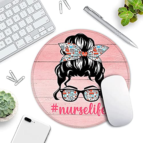 Zhantuone Nurse Life Round Mouse Pad With Non-Slip Rubber And Stitched Edges Desk Accessories Office Gifts For Women Friends Besties Daughter Graduation Friendship Birthday Gifts #TOP3