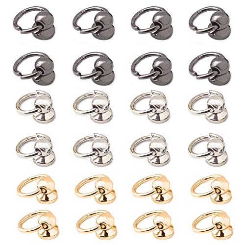 Aweisile Leder Nieten 60 Stücke Niet Stud mit Ring 8mm Ziehringnieten Ring Kopf Button Stud Nieten Mit O Ring Rivet Stud Schraube für DIY Lederhandwerk Geldbörse Handyhüllen-Dekoration Cover