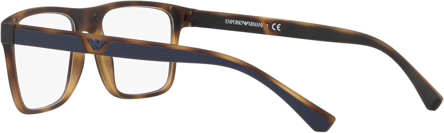 Emporio Armani Mens EA4115 Rectangular Eyewear Frames With Two Interchangeable Sun Clip-ons