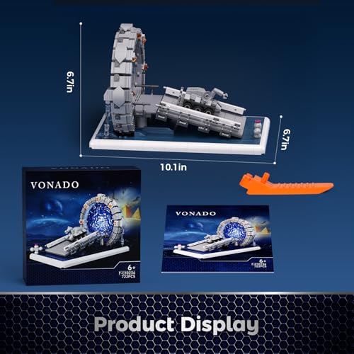 Stargate Mirror Building Blocks Set - Star Tunnel Model with Battle Vehicle, 722 Pcs, Compatible with Lego, Ideal Gift for Sci-Fi Movie Fans Ages 6+