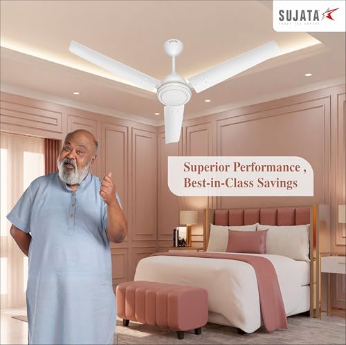 Image of Sujata SBF Air 1200mm BLDC Ceiling Fan | 3 Years Warranty | Savings up to 60% | Remote Control | Fans Ceiling Fans 5 Star | Silent Motor | Inverter Compatible | Living Room & Bedroom (White)