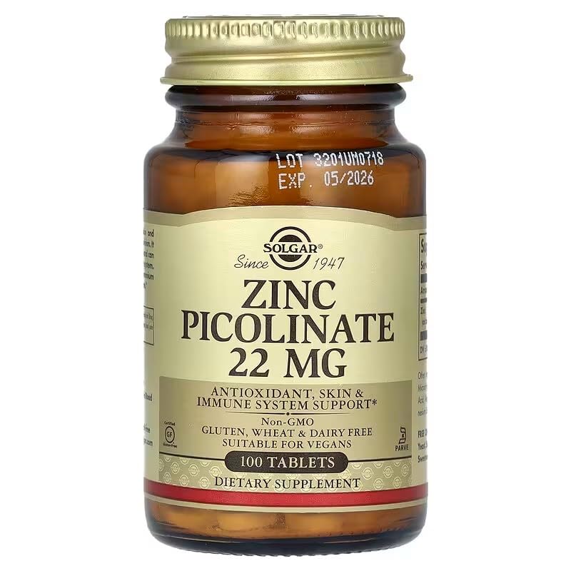 Solgar, ピコリン酸亜鉛、22mg、タブレット100粒