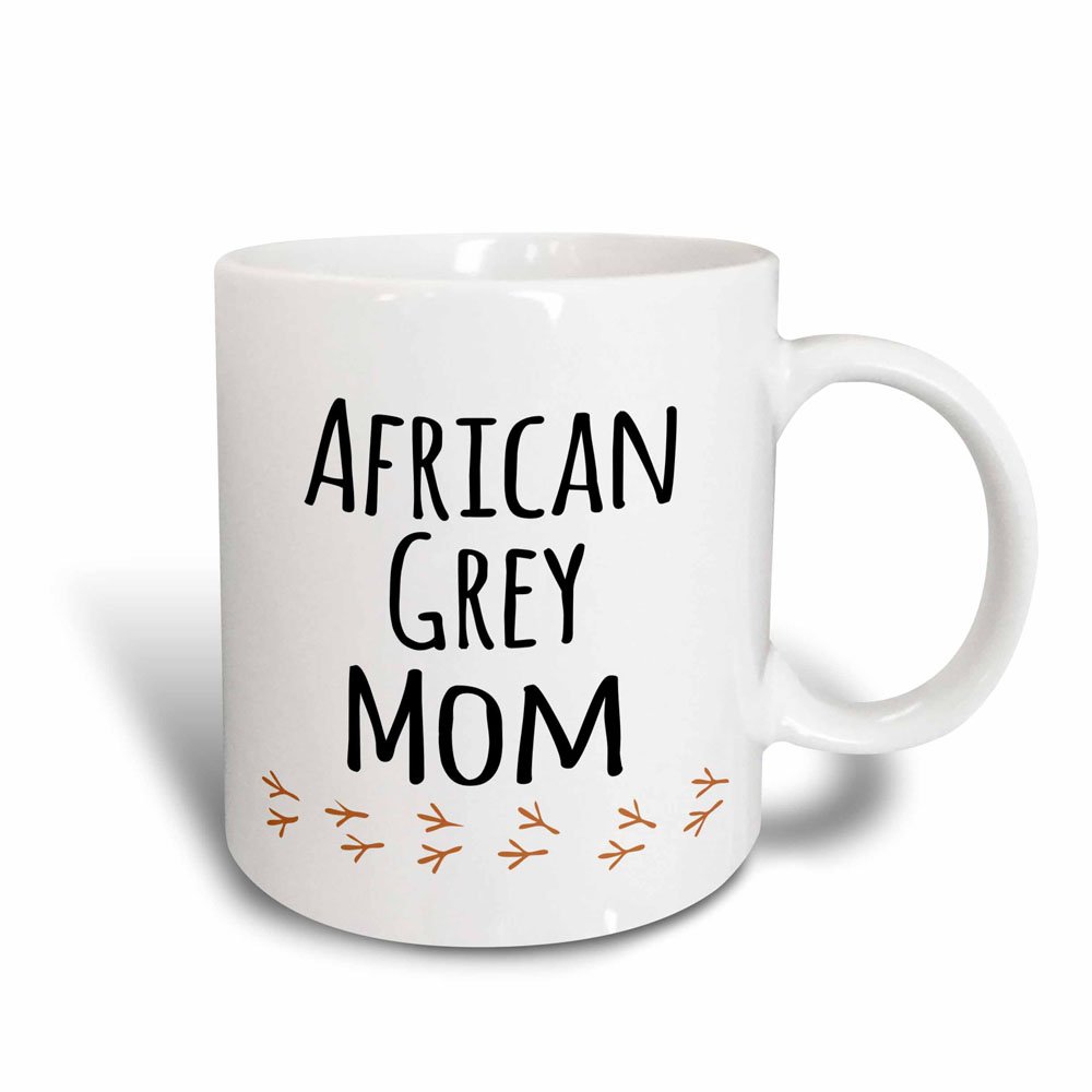 3dRose mug_154032_3 African Grey Parrot Mom Bird Lover Exotic Pet Owner for Her Text with Bird Footprints Magic Transforming Mug, 11-Ounce