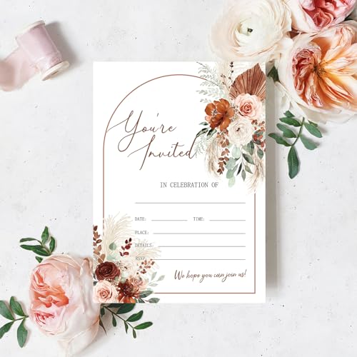 Tarjetas de invitación florales bohemias para decorar tu fiesta de Acción de Gracias 4