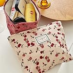 SxoSyo Cosmetic Bags for Women Makeup Bag Large Capacity Purse Travel Toiletry Zipper Storage Pouch Make up Brushes Organizer for Gifts (Dark red, Rose) - Image 5