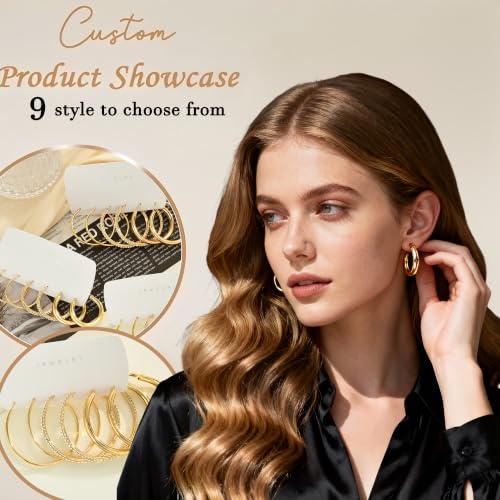 Image of 12 Pairs Gold Hoop Earrings Set for Women, Lightweight Hoop Jewelry