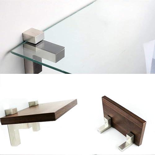 Miniatura 10 de 4 soportes de estante flotantes ajustables de maderavidrio para montaje en pared (cromo pulido)