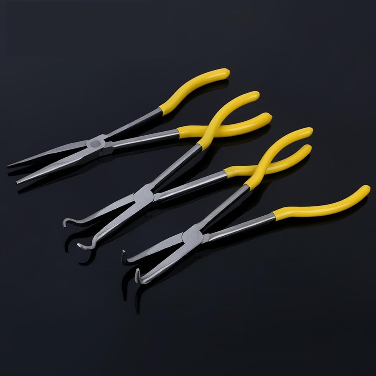 11 inch extended pointed nose pliers, suitable for pliers, pointed nose pliers, and long nose pliers, designed specifically for mechanics and technicians (11 inch 90 degree curved nose pliers)