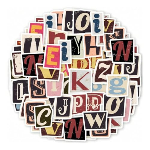 156 Pezzi Adesivi Vintage a Forma di Lettera, Autoadesivi, Impermeabili, in Vinile, Stickers Scrapbooking per Laptop Album Book Agenda Casco Moto Decorazioni Fai Da Te