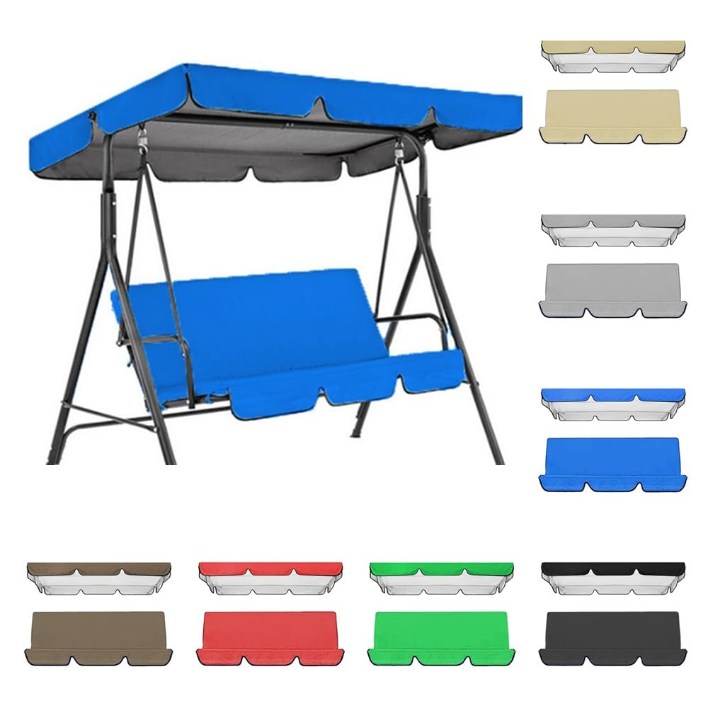 SMCMGECEUZ Swing Canopy Cover Set Porch Swing Replacement Canopy Covers, Patio Swing Seat Covers Waterproof Replacement Canopy Top Cover For Swing Seat(Blue,195x125cm(77x49in))
