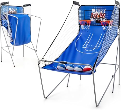 GOPLUS Canasta de Baloncesto Plegable, Máquina de Tiro Portátil,