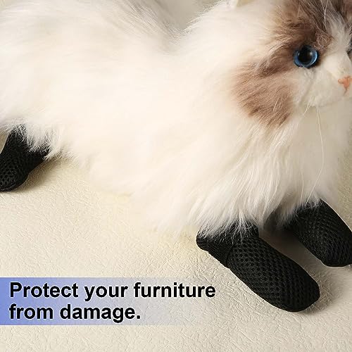 Image of 4pcs Anti Scratch Cat Mittens, Adjustable Mesh Cat Foot Covers, Breathable Cats Paw Covers Cat Nail Gloves Cat Paw Protector Cat Booties for Pet Bathing, Cutting Nails, Checking (XL, Black)