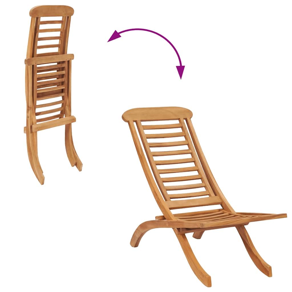 vidaXL Silla de jardín Plegable Madera Maciza de Teca 50x90x69 cm, Silla de Patio, Silla de jardín de Madera, Silla de jardín de Madera Maciza