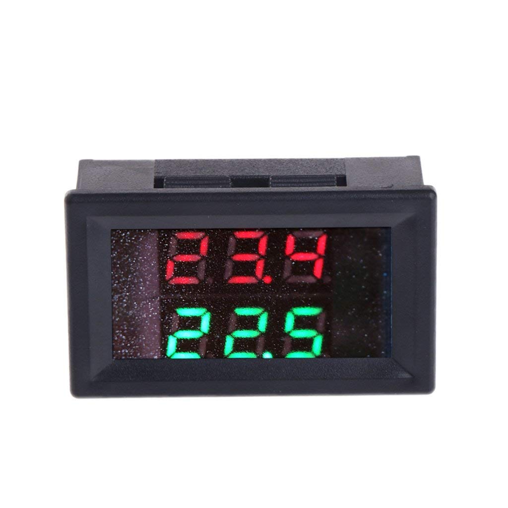2CH NTC Waterproof Probes -58℉ to 257℉ Red+Green LED Digital high Temperature Precision Thermometer Industrial Thermometer Fahrenheit Dual Display DC 4V-28V 6V 12V 24V CAR (Red+Green)