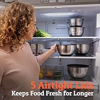 Priority Chef Premium Mixing Bowls With Lids Set, Airtight Lids, Thicker Stainless Steel, Non-Slip Base, 5 Nesting Steel Bowls for Kitchen, Large Prep Metal Bowl Set 1.5/2/3/4/5 Qt, Black — image 4