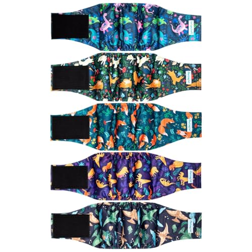 Image of Paw Legend Washable Dogs Diapers Male Dog Belly Bands for Male Dogs Diapers Reusable Puppy & Doggie Diapers Male (5 Pack, Small)