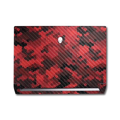 Image of MightySkins Carbon Fiber Skin Compatible With Alienware M17 R5 (2022) Full Wrap Kit - Red Hexa Camo | Protective, Durable Textured Carbon Fiber Finish | Easy To Apply & Change Styles | Made in the USA
