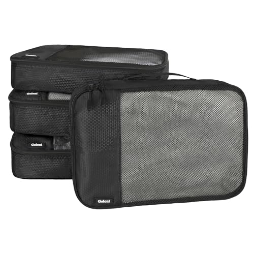 Packing Cubes for Travel Essentials,4 Set Packing Cubes for Suitcases,Lightweight Mesh Luggage Organizer Bag,Black