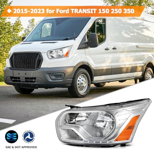 Headlight Assembly Fit with 2015-2023 for ford TRANSIT 150 250 350 Chrome Housing Amber Reflector Pair CK4Z13008M FO2502357 - Image 3