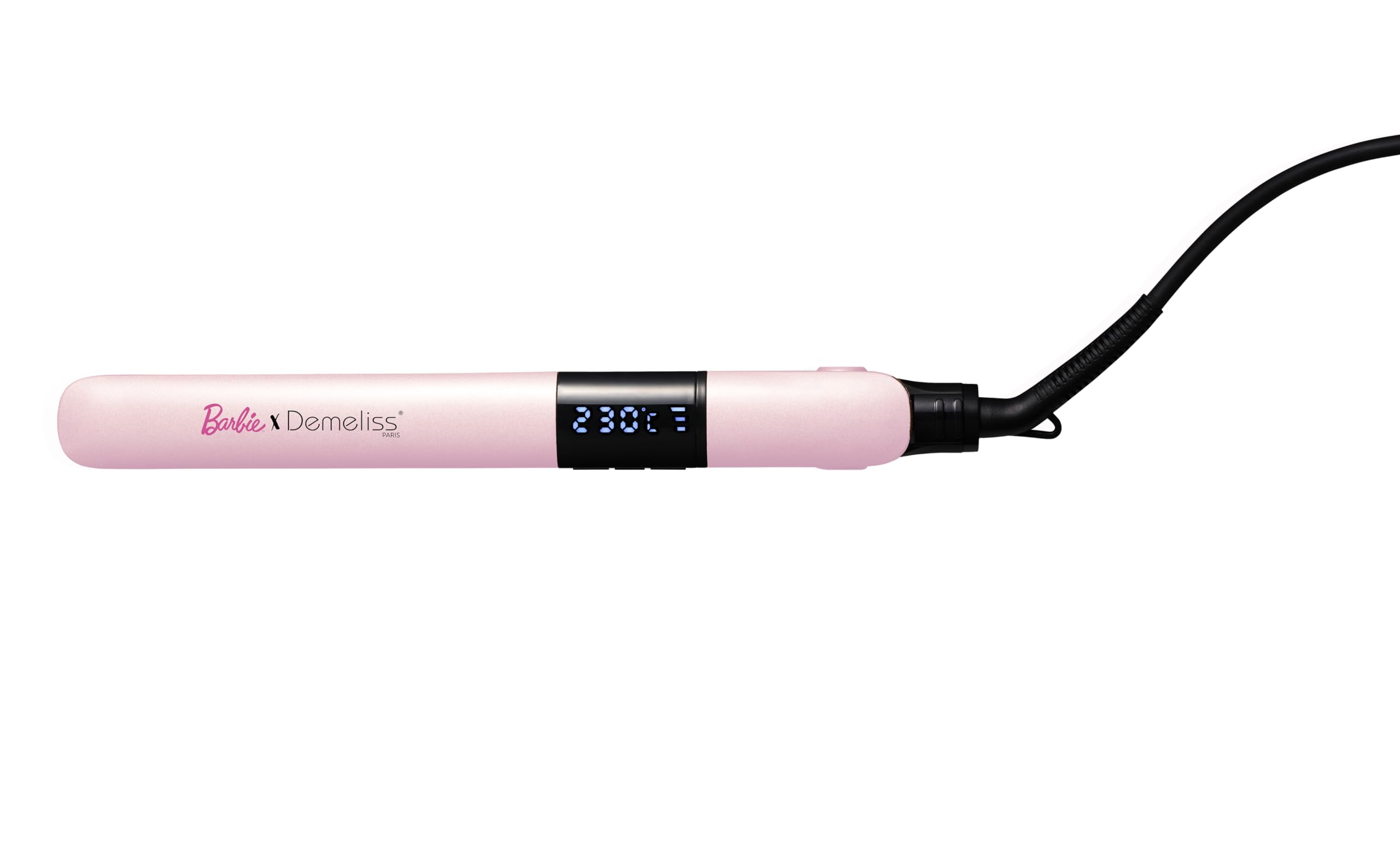 Demeliss Pink - Piastra 2 in 1 Barbie – Piastre sottili in ceramica tormalina infusa cheratina – Levigatura netta, riccioli rimbalzati – Temperatura regolabile da 150 a 230 °C – Design ergonomico