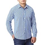 oktoberfest schuhe herren lidl Plissierter Rücken Charles Wilson Originals Kariertes Gingham Langarm Freizeithemd (Large, Blue)